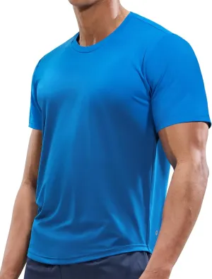 MIER Men's Workout T Shirts Dry Fit Short Sleeve Athletic Gym Running Lightweight Performance Tee Tops, Polyester, UPF 50 