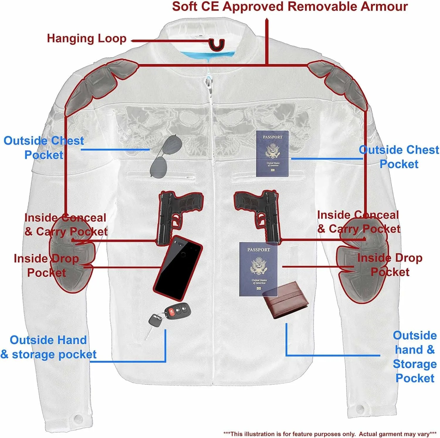 Milwaukee Leather Men's Armored Textile Motorcycle Rider Jacket-Year Round Wear - Large - Large