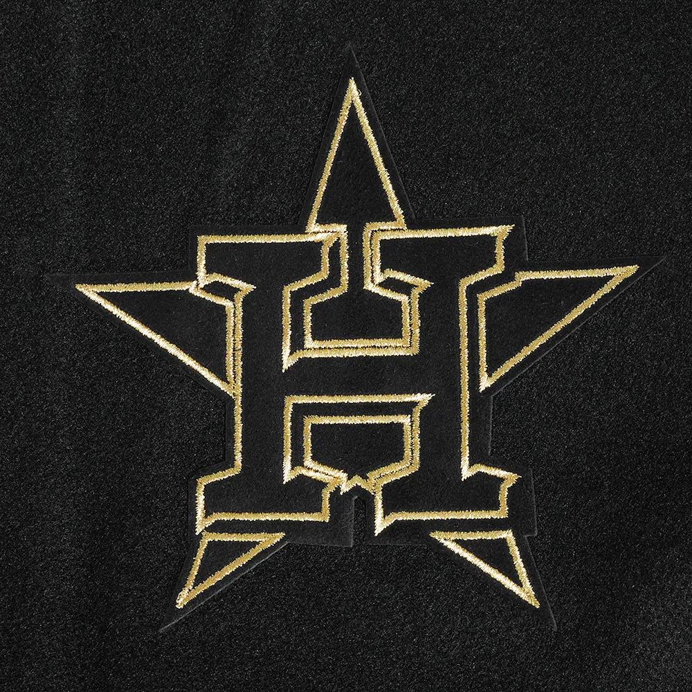 MLB HOUSTON ASTROS BLACK & GOLD MEN'S WOOL VARSITY JACKET (JET BLACK)