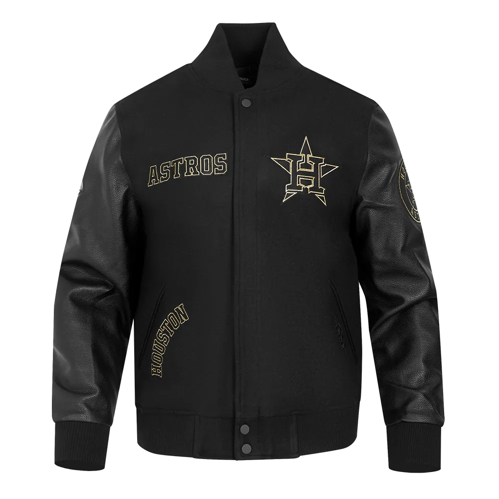 MLB HOUSTON ASTROS BLACK & GOLD MEN'S WOOL VARSITY JACKET (JET BLACK)
