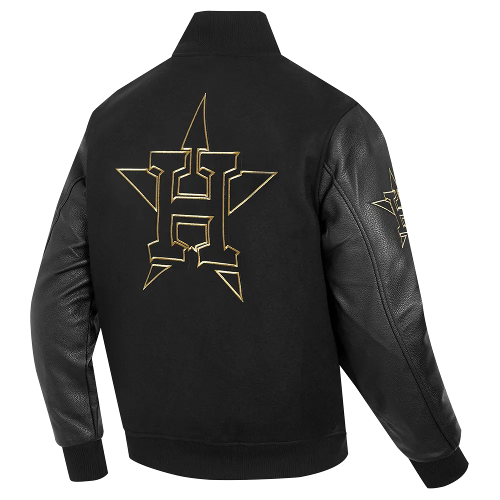 MLB HOUSTON ASTROS BLACK & GOLD MEN'S WOOL VARSITY JACKET (JET BLACK)