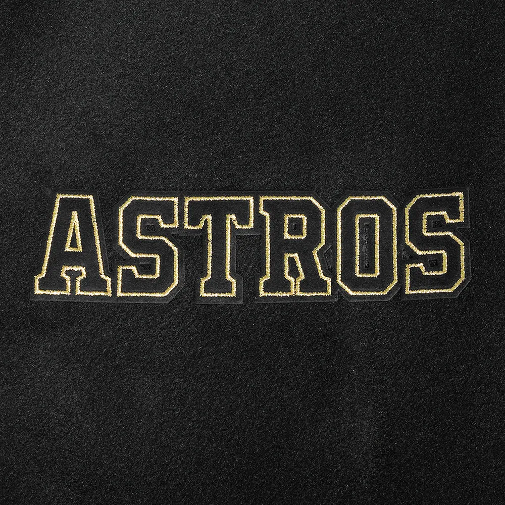 MLB HOUSTON ASTROS BLACK & GOLD MEN'S WOOL VARSITY JACKET (JET BLACK)