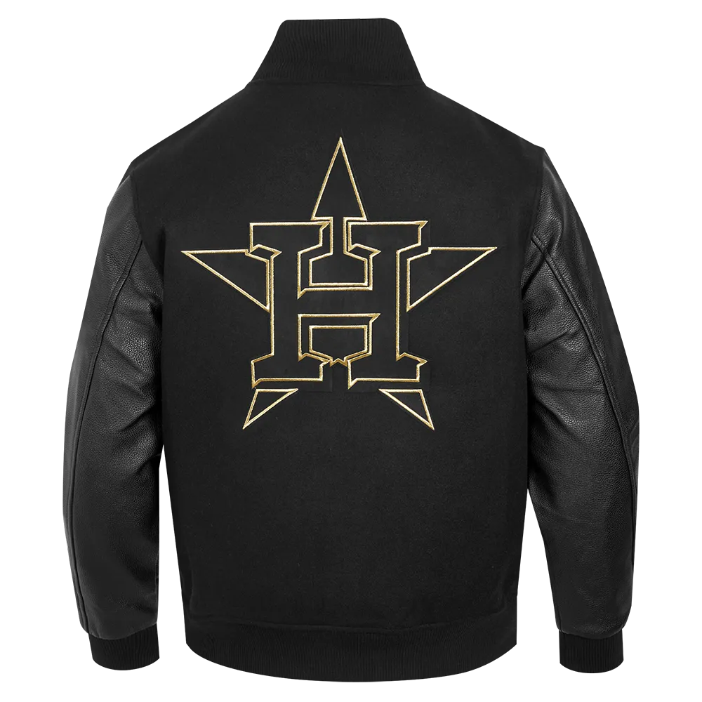 MLB HOUSTON ASTROS BLACK & GOLD MEN'S WOOL VARSITY JACKET (JET BLACK)