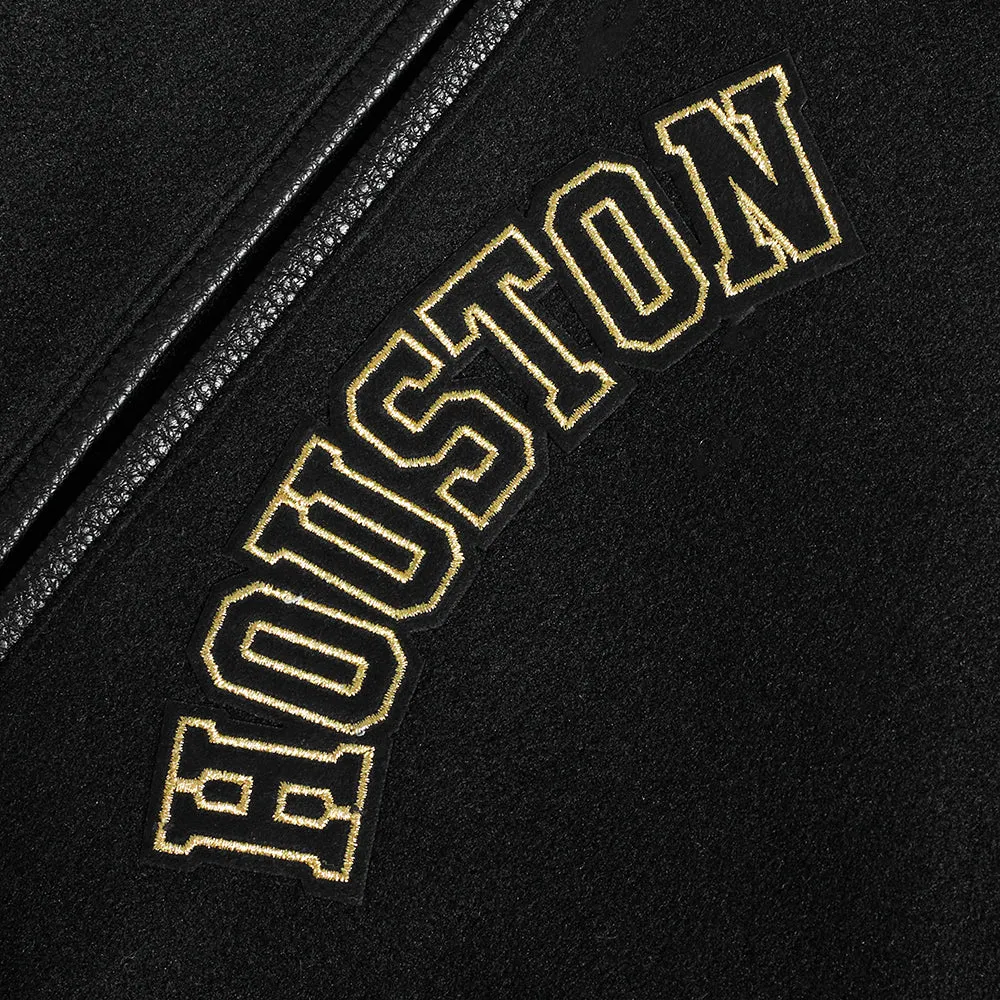 MLB HOUSTON ASTROS BLACK & GOLD MEN'S WOOL VARSITY JACKET (JET BLACK)