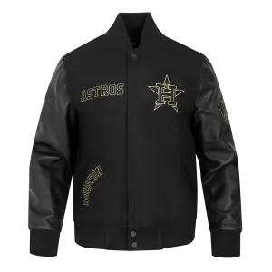 MLB HOUSTON ASTROS BLACK & GOLD MEN'S WOOL VARSITY JACKET (JET BLACK)