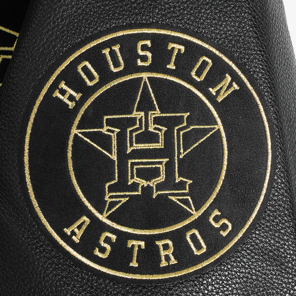 MLB HOUSTON ASTROS BLACK & GOLD MEN'S WOOL VARSITY JACKET (JET BLACK)