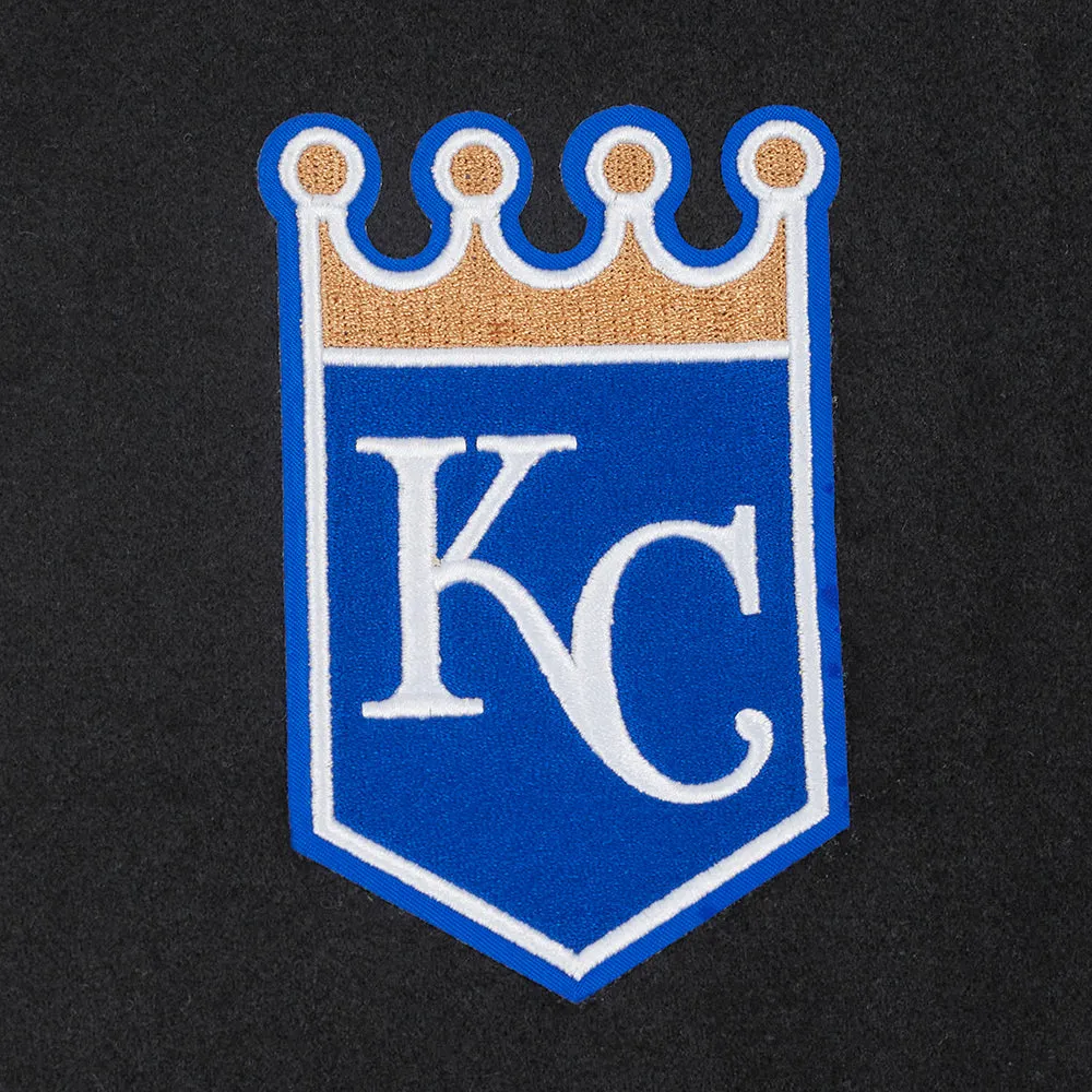MLB KANSAS CITY ROYALS CLASSIC WOMEN'S WOOL VARSITY JACKET (BLACK/WHITE)