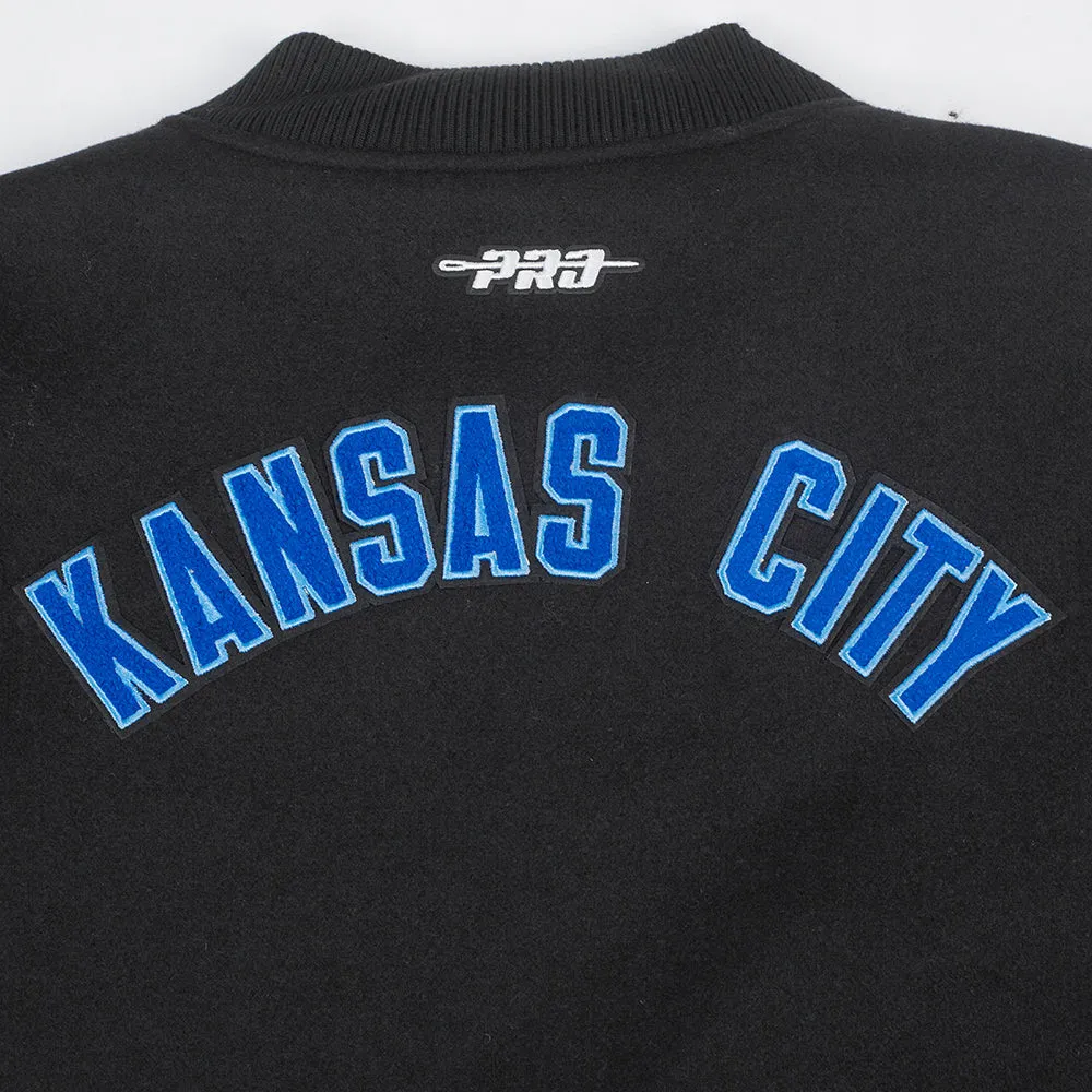 MLB KANSAS CITY ROYALS CLASSIC WOMEN'S WOOL VARSITY JACKET (BLACK/WHITE)