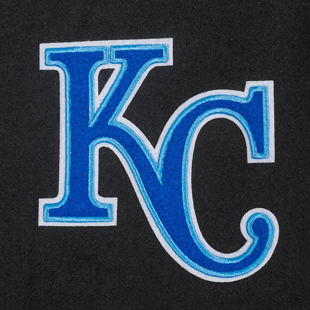 MLB KANSAS CITY ROYALS CLASSIC WOMEN'S WOOL VARSITY JACKET (BLACK/WHITE)