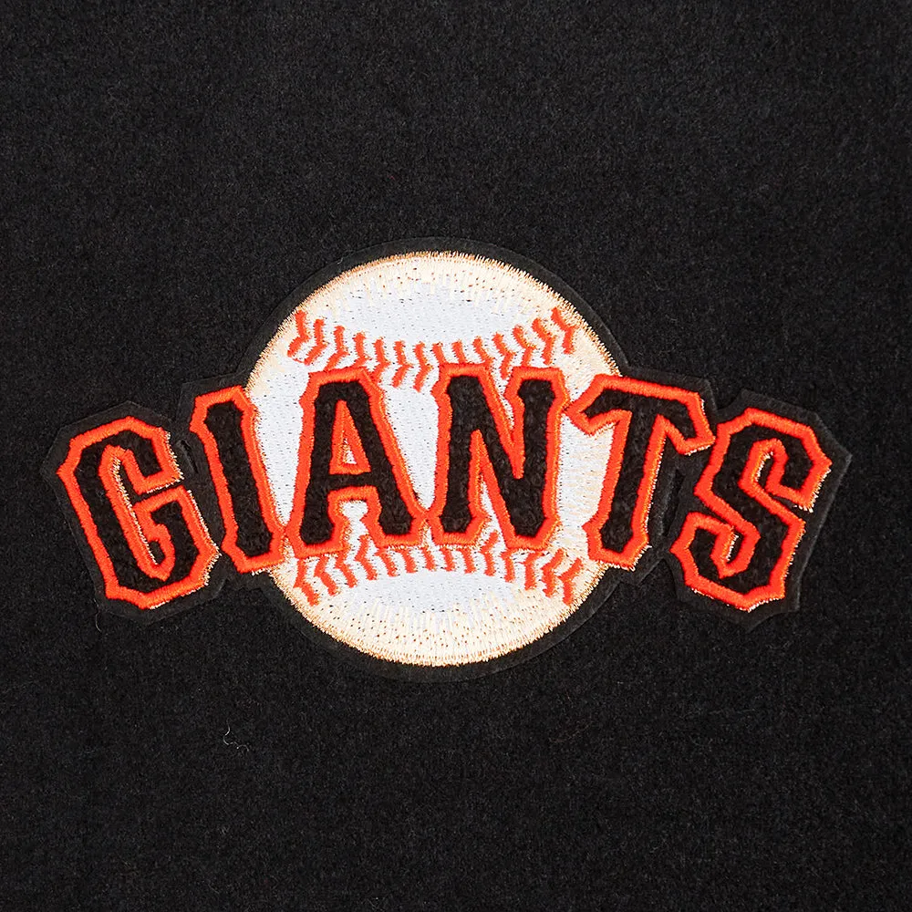 MLB SAN FRANCISCO GIANTS SCRIPT TAIL WOMEN'S WOOL VARSITY JACKET (BLACK/ORANGE)