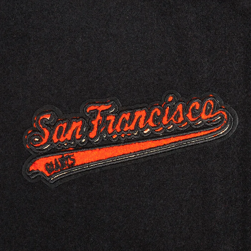MLB SAN FRANCISCO GIANTS SCRIPT TAIL WOMEN'S WOOL VARSITY JACKET (BLACK/ORANGE)