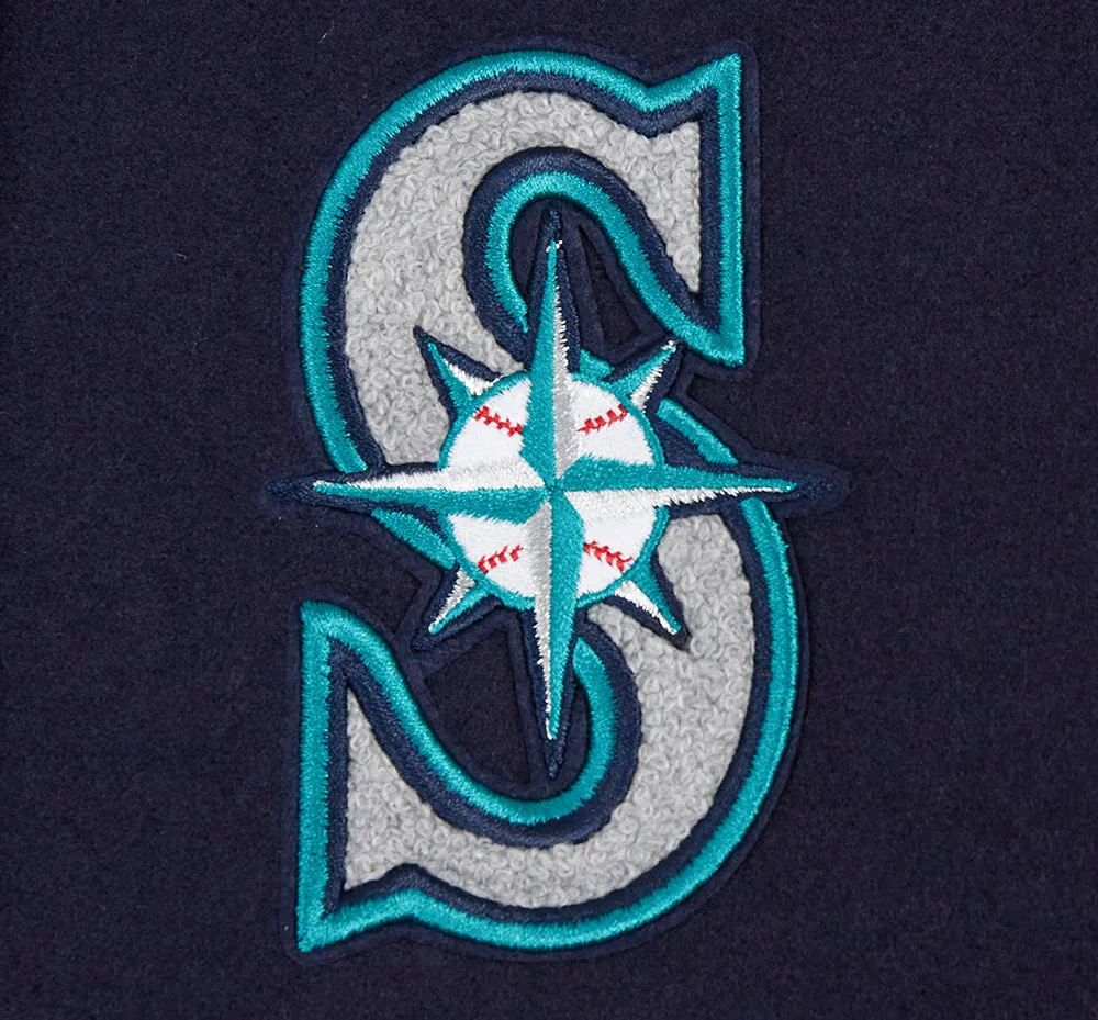 MLB SEATTLE MARINERS CLASSIC WOMEN'S WOOL VARSITY JACKET (MIDNIGHT NAVY/WHITE)