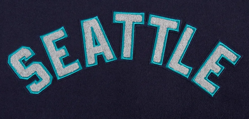 MLB SEATTLE MARINERS CLASSIC WOMEN'S WOOL VARSITY JACKET (MIDNIGHT NAVY/WHITE)