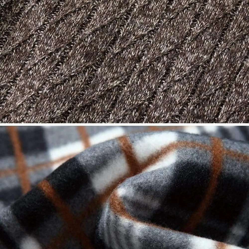 Msmsse Mens Cardigan Sweaters Full Zip Up Stand Collar Casual Knitted Sweater with 2 Front Pockets