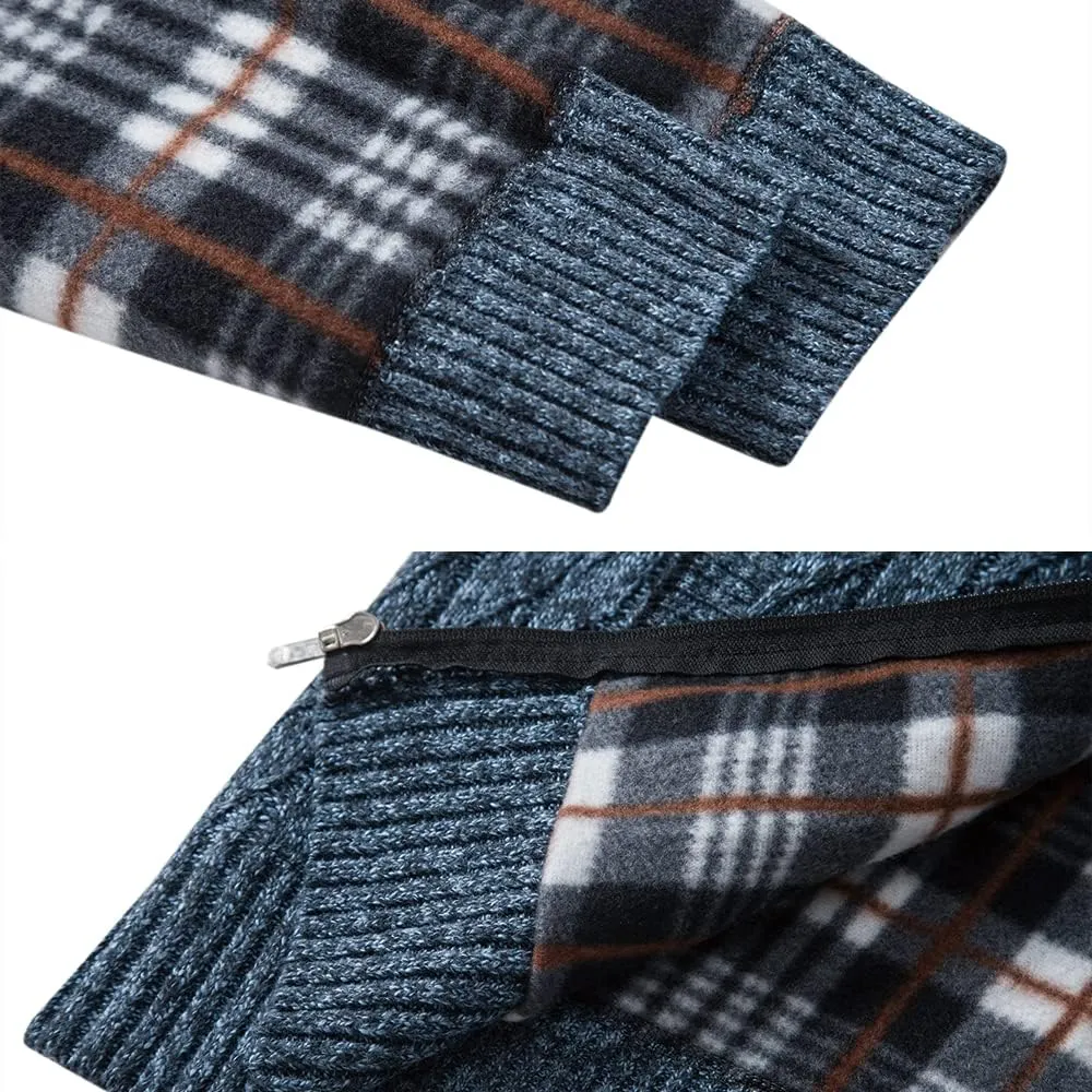 Msmsse Mens Cardigan Sweaters Full Zip Up Stand Collar Casual Knitted Sweater with 2 Front Pockets