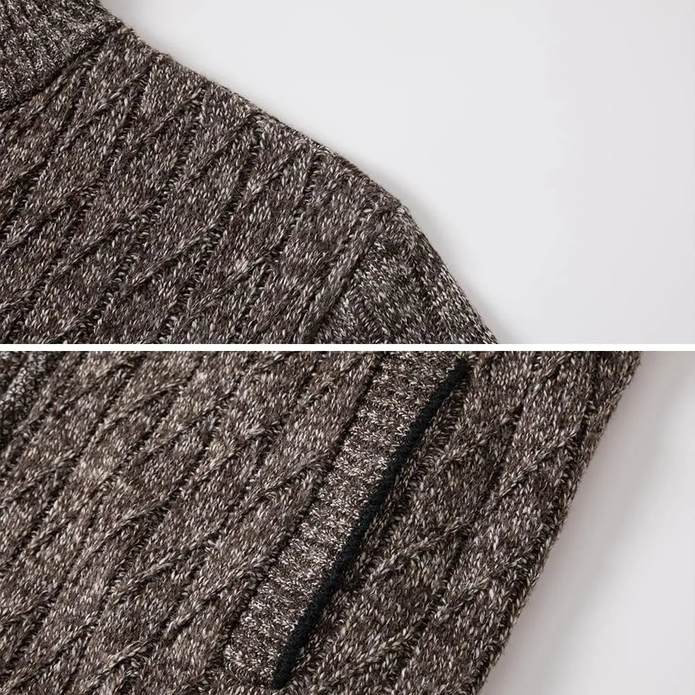 Msmsse Mens Cardigan Sweaters Full Zip Up Stand Collar Casual Knitted Sweater with 2 Front Pockets