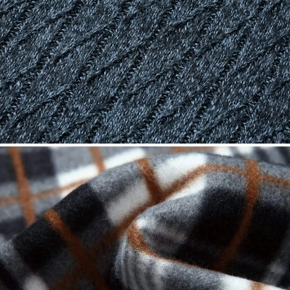 Msmsse Mens Cardigan Sweaters Full Zip Up Stand Collar Casual Knitted Sweater with 2 Front Pockets