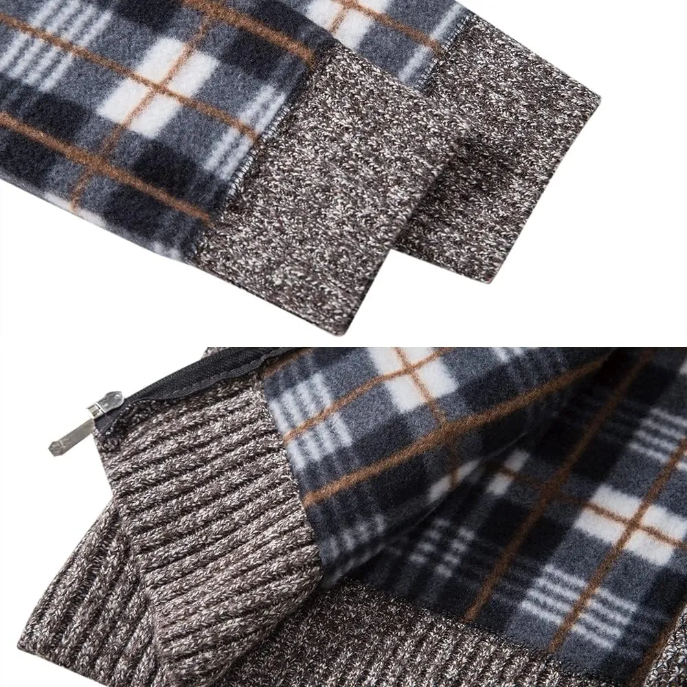 Msmsse Mens Cardigan Sweaters Full Zip Up Stand Collar Casual Knitted Sweater with 2 Front Pockets
