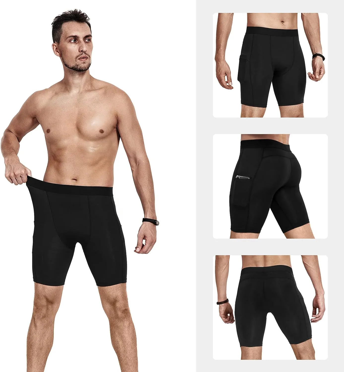 Niksa 1/2/4/5 Pack Compression Shorts Men, Spandex Running Shorts Athletic Workout Sport Performance Baselayer Underwear