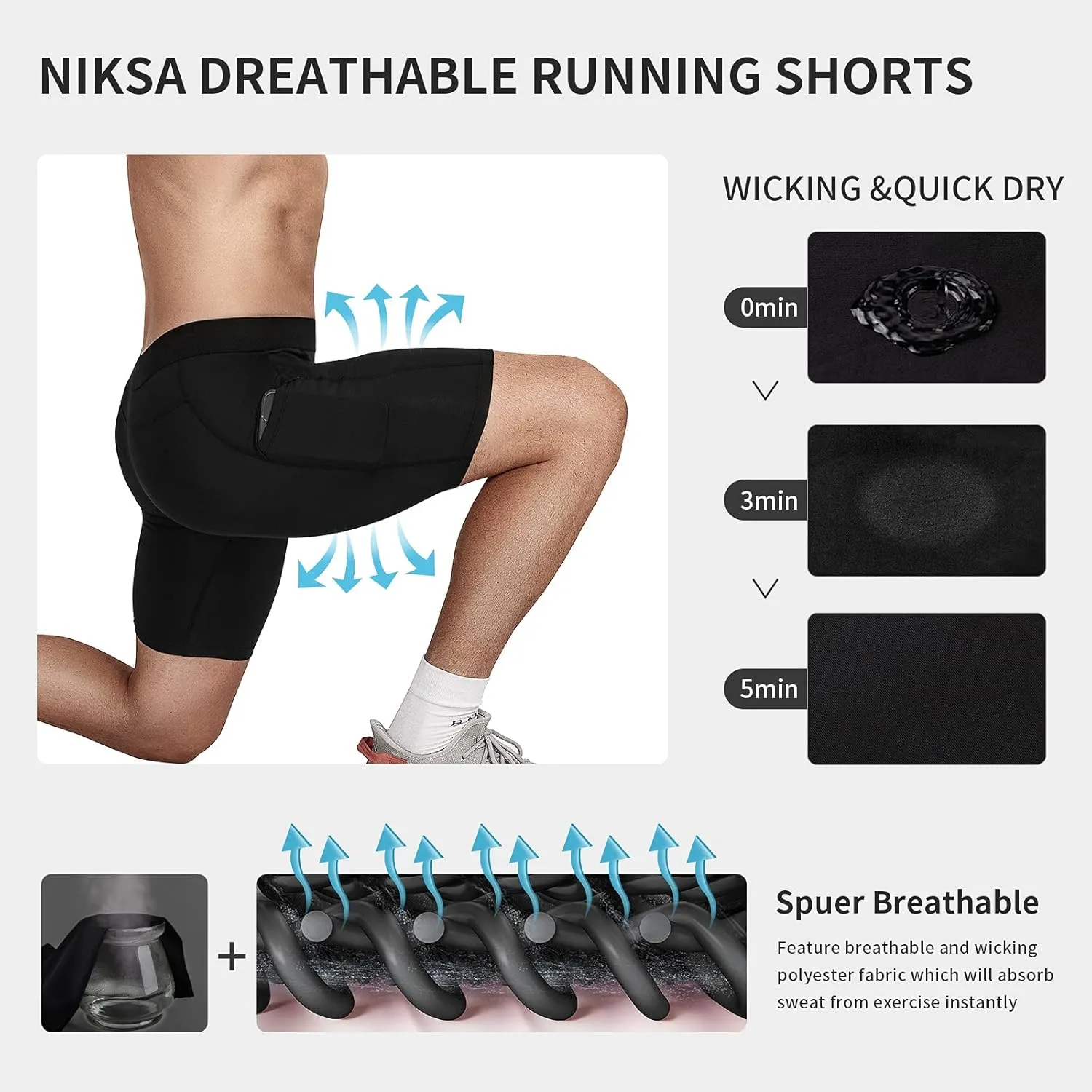 Niksa 1/2/4/5 Pack Compression Shorts Men, Spandex Running Shorts Athletic Workout Sport Performance Baselayer Underwear
