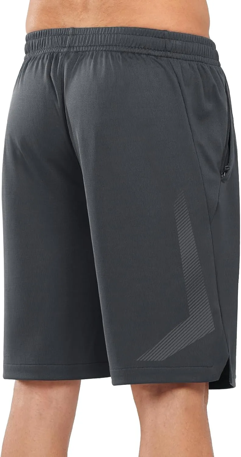NORTHYARD Men's 10" Athletic Basketball Shorts with Zipper Pockets Quick Dry Lightweight Running Workout Gym Tennis Shorts