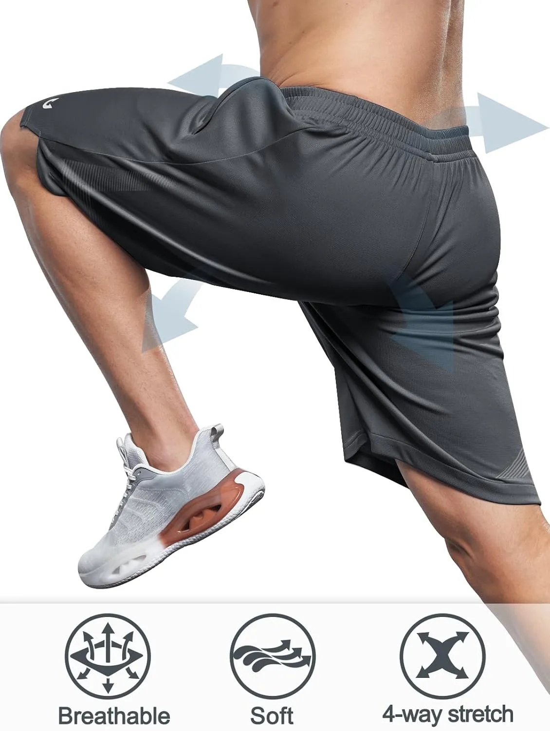 NORTHYARD Men's 10" Athletic Basketball Shorts with Zipper Pockets Quick Dry Lightweight Running Workout Gym Tennis Shorts