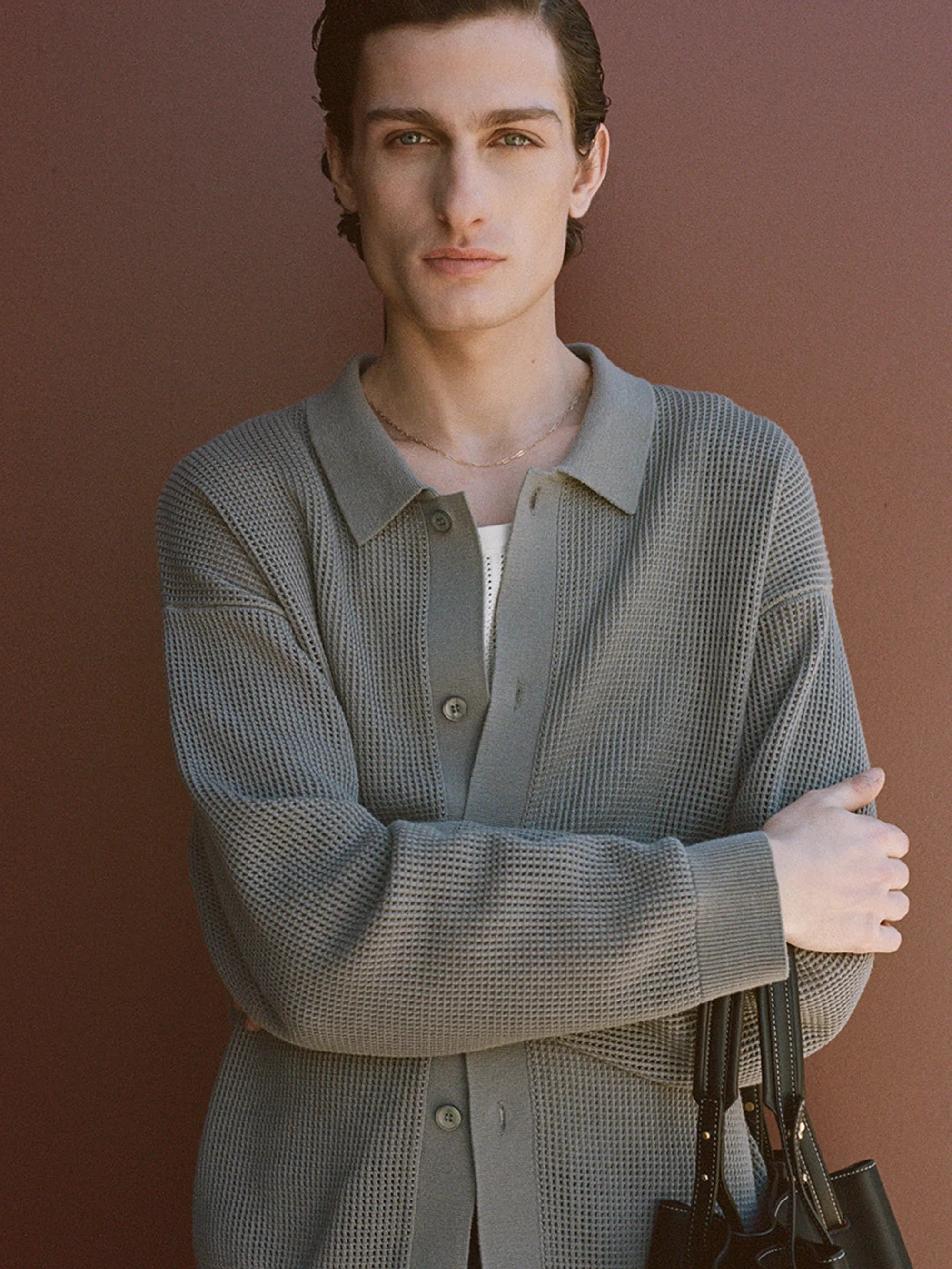 Open Knit Cardigan -- Cloud Grey