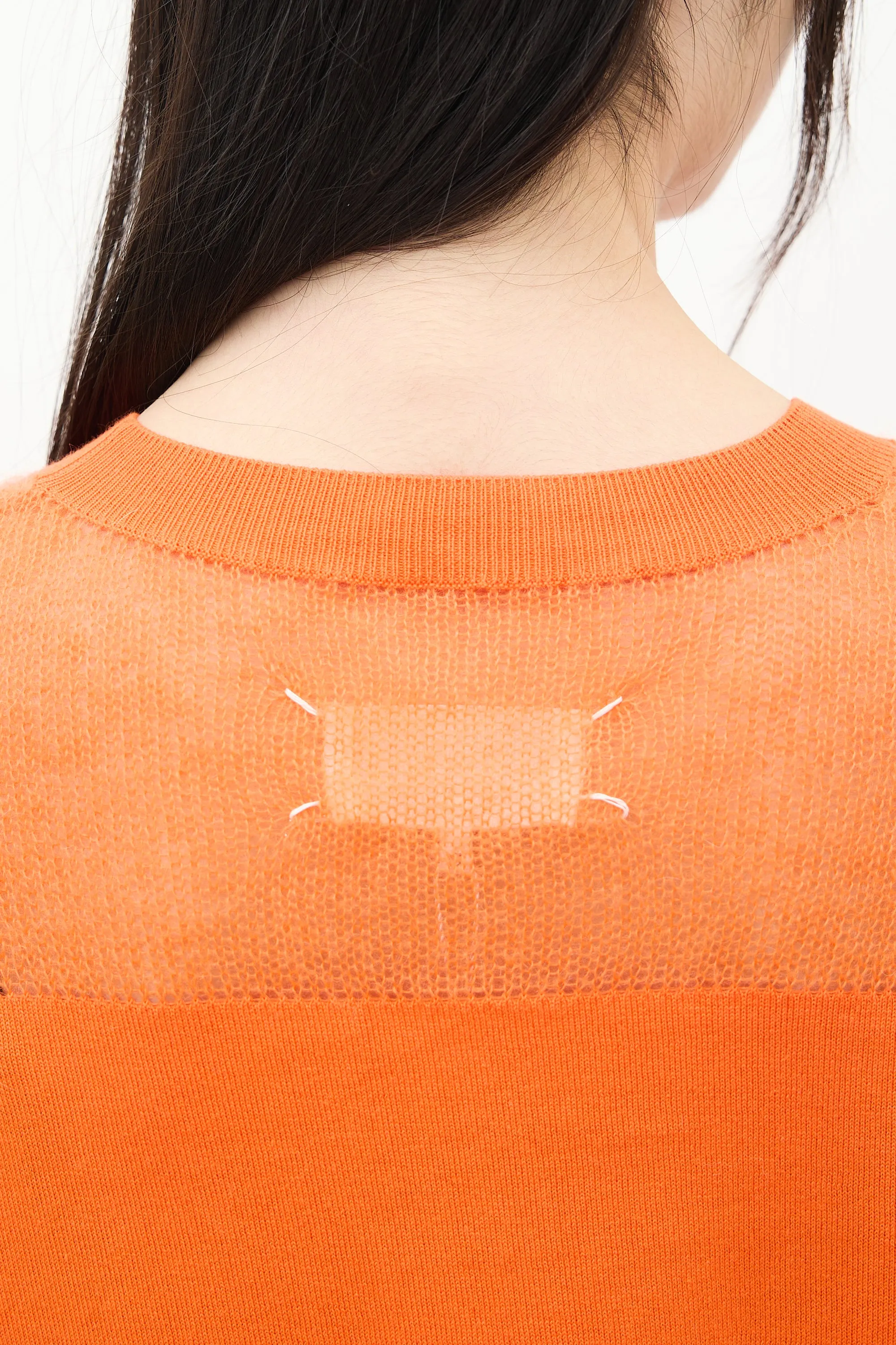 Orange Cotton & Mohair Panelled Sweater