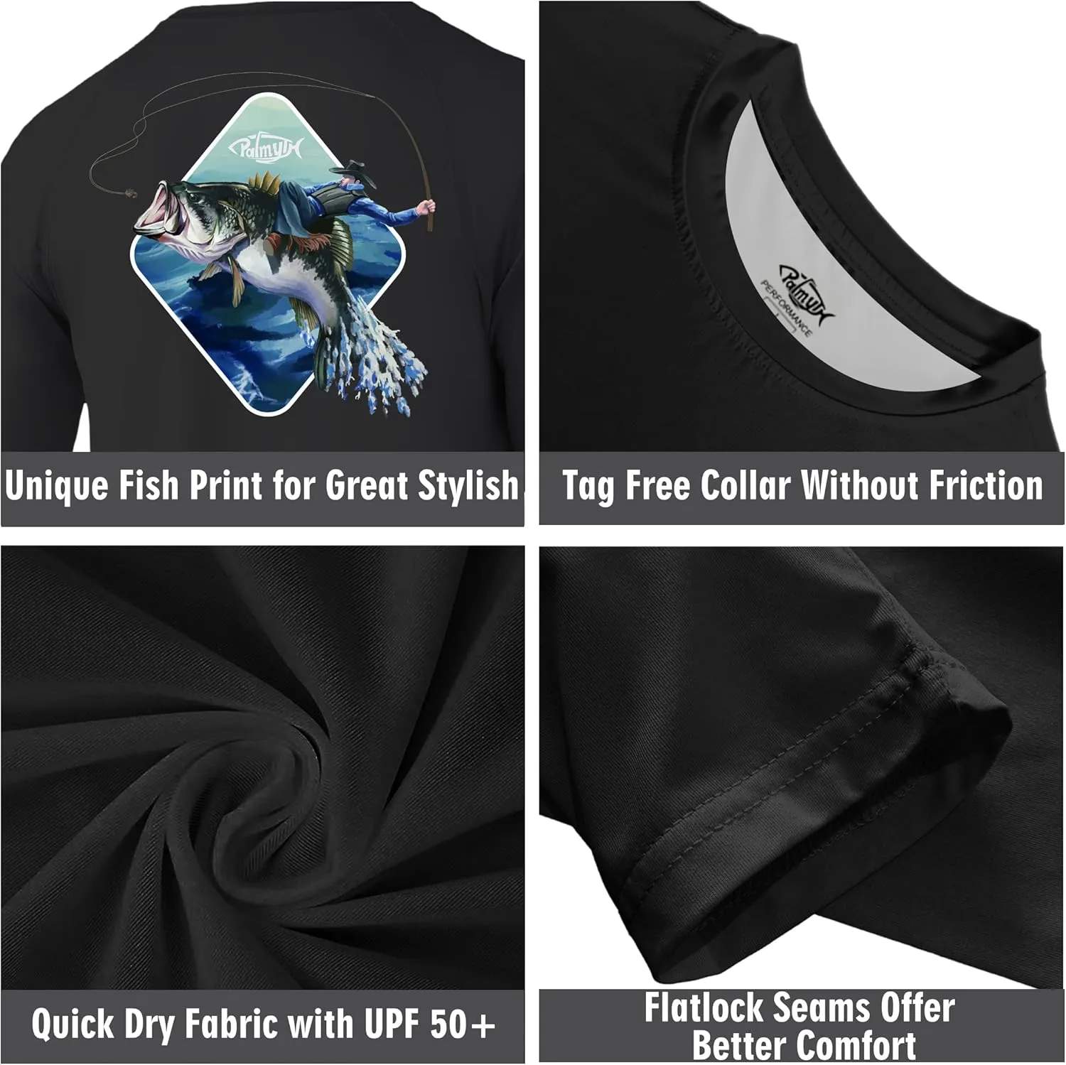 Palmyth Fishing Shirts for Men Long Sleeve UPF 50  T Shirt Sun Protection Tee