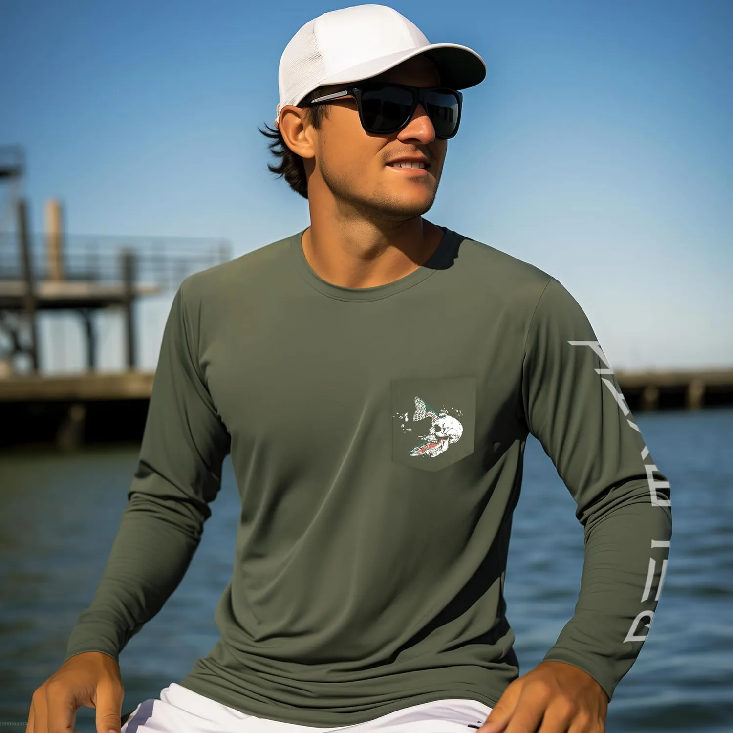 Palmyth Fishing Shirts for Men Long Sleeve UPF 50  T Shirt Sun Protection Tee