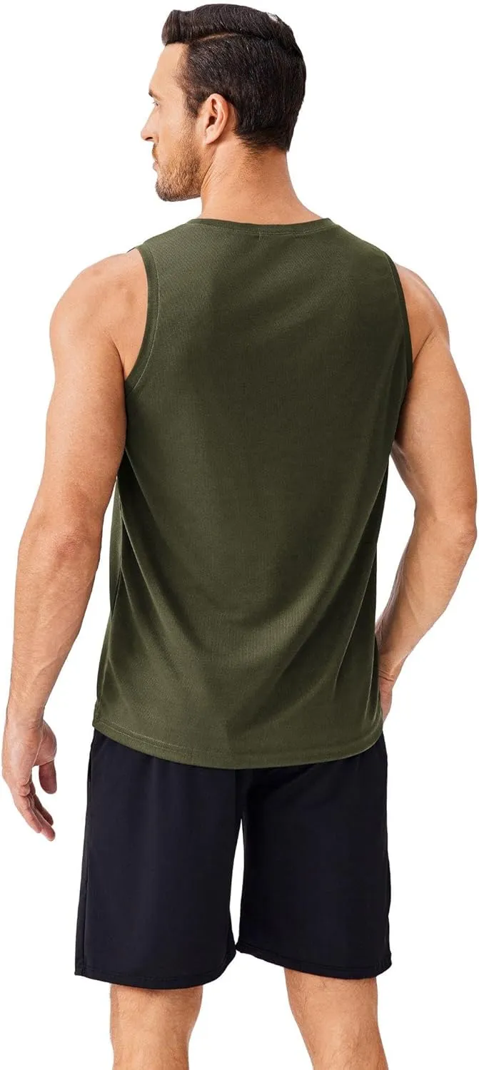 PINSPARK Men's 3 Pack Workout Tank Tops Quick Dry Sleeveless Muscle Tee Gym Bodybuilding Fitness Shirts for Men