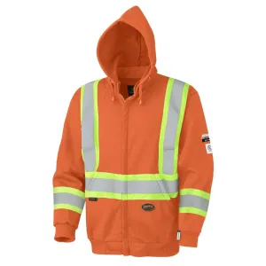 Pioneer Men's Hi Vis Front Zip Hoodie with Detachable Hood HRC 2 CSA Flame-Gard® 12 oz Heavyweight Cotton Flame Resistant Sizes XS-7XL