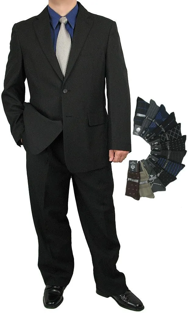 Premium 2-Piece Men's Regular Fit Dress Suit with Free Designer Socks  Sharp, Stylish, and Perfect for Any Occasion