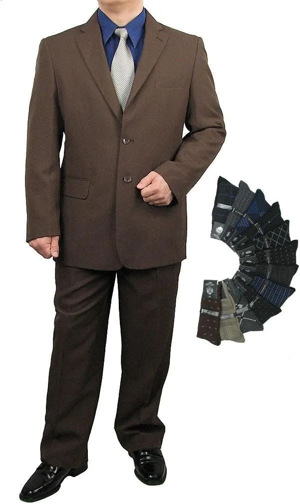 Premium 2-Piece Men's Regular Fit Dress Suit with Free Designer Socks  Sharp, Stylish, and Perfect for Any Occasion