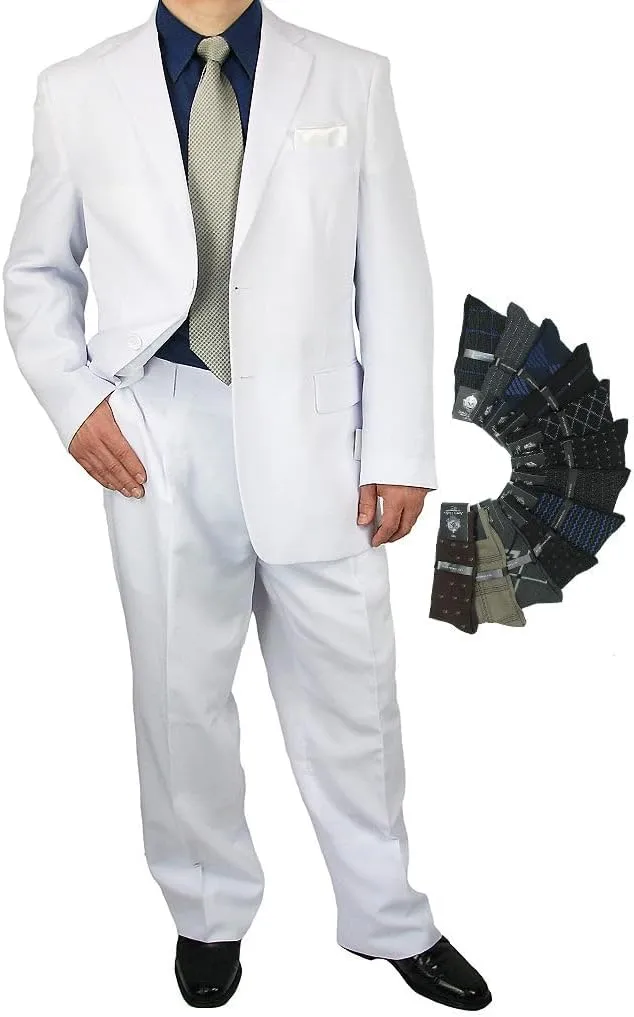 Premium 2-Piece Men's Regular Fit Dress Suit with Free Designer Socks  Sharp, Stylish, and Perfect for Any Occasion