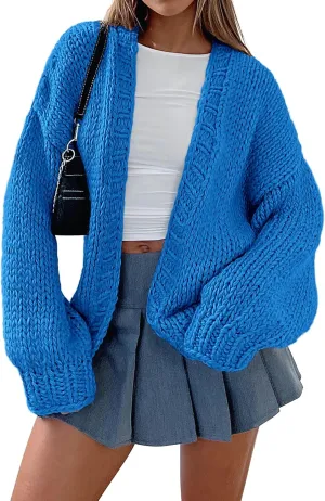 PRETTYGARDEN Womens Cardigan Sweaters 2025 Spring Fall Trendy Chunky Knit Outerwear Outfits Fashion Long Sleeve Cardigans