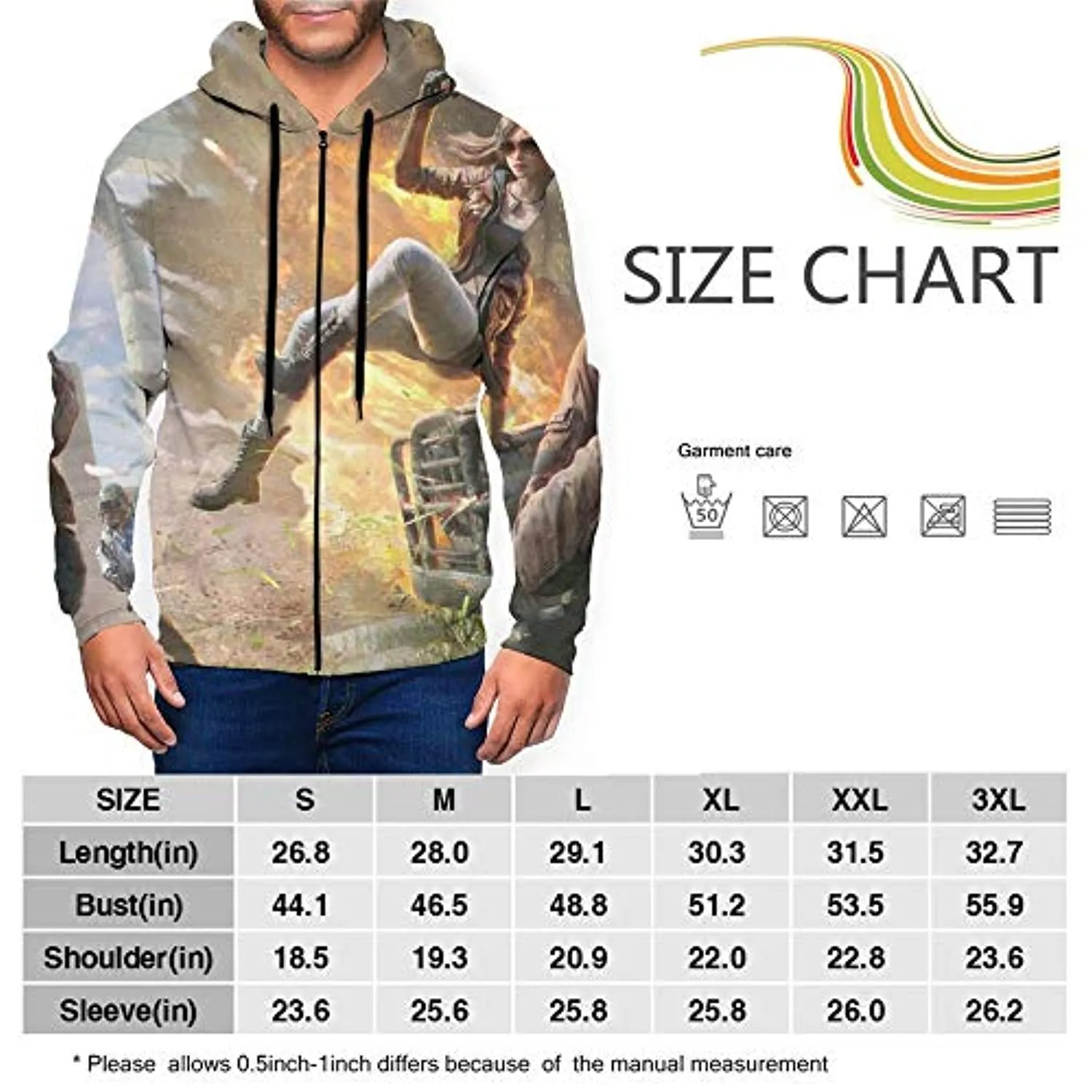 PUBG Hoodies - 3D Print Game Playerunknown's Battlegrounds On Fire Pullover with Pockets Beige