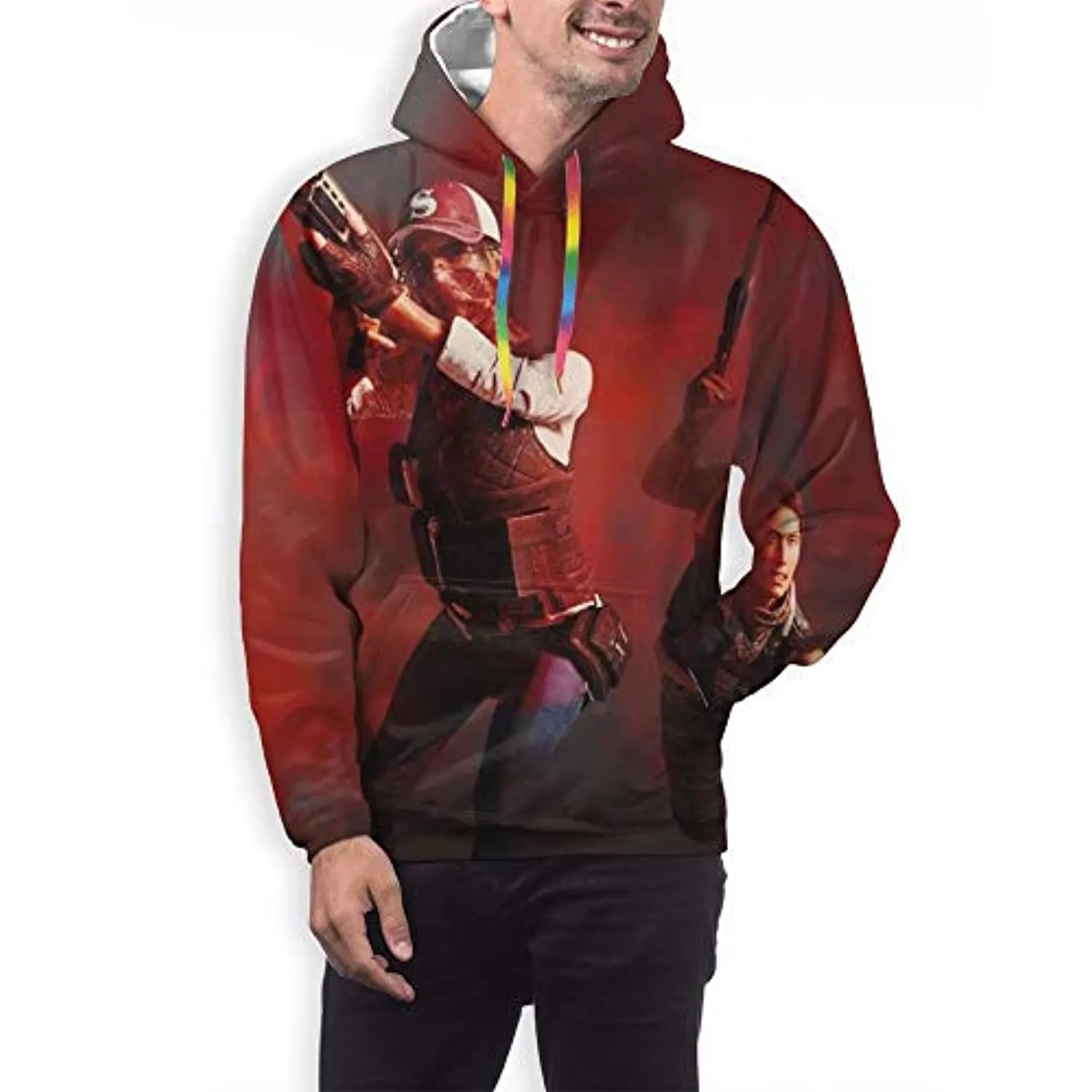 PUBG Hoodies - 3D Print Game Playerunknown's Battlegrounds Pullover with Pockets Red