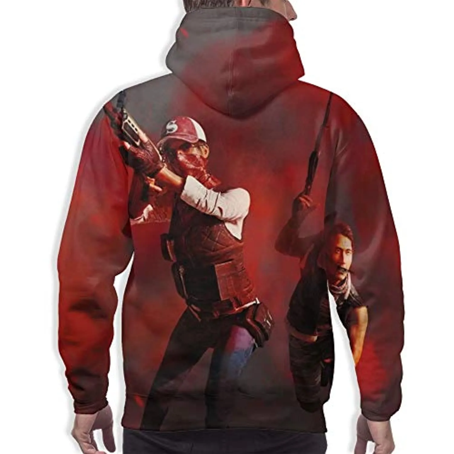 PUBG Hoodies - 3D Print Game Playerunknown's Battlegrounds Pullover with Pockets Red