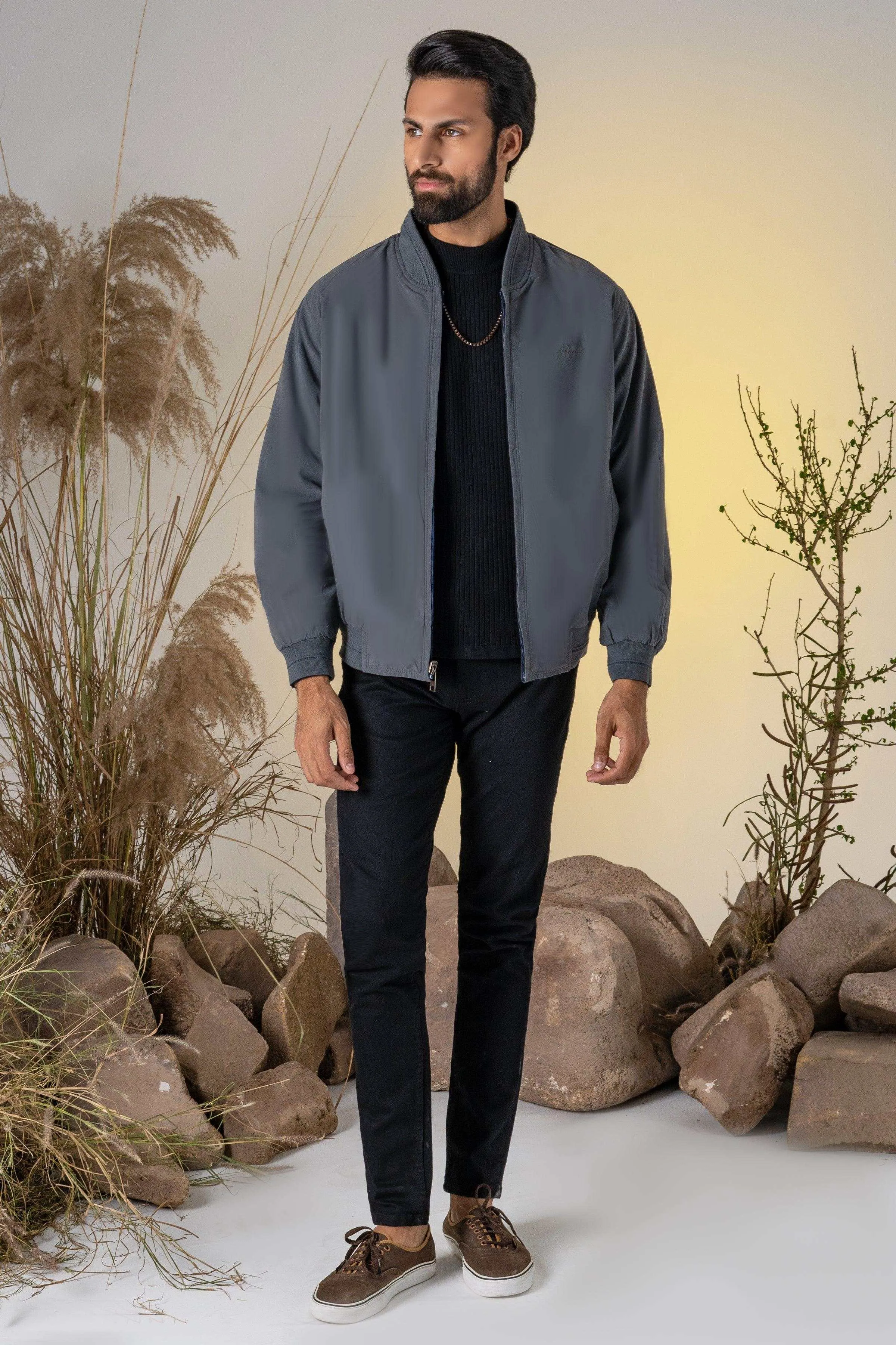 REVERSIBLE JACKET FULL SLEEVES NAVY GREY