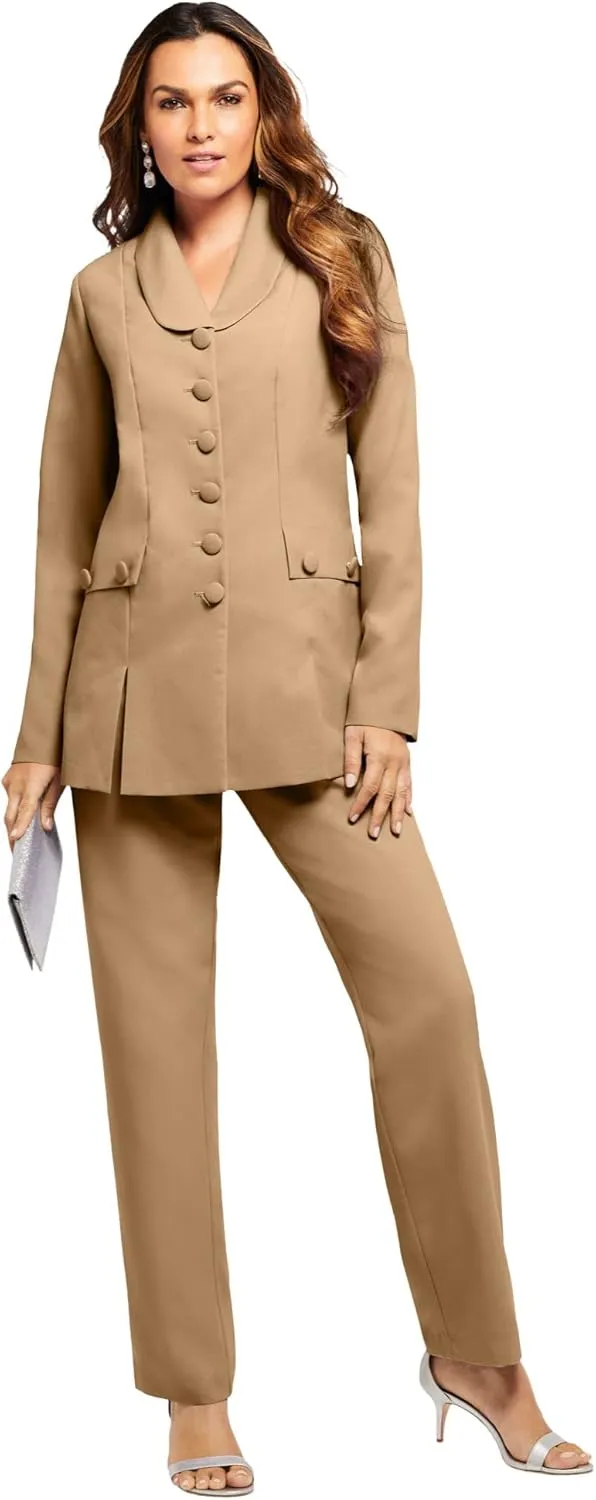 Roaman's Women's Plus Size Ten-Button Pantsuit