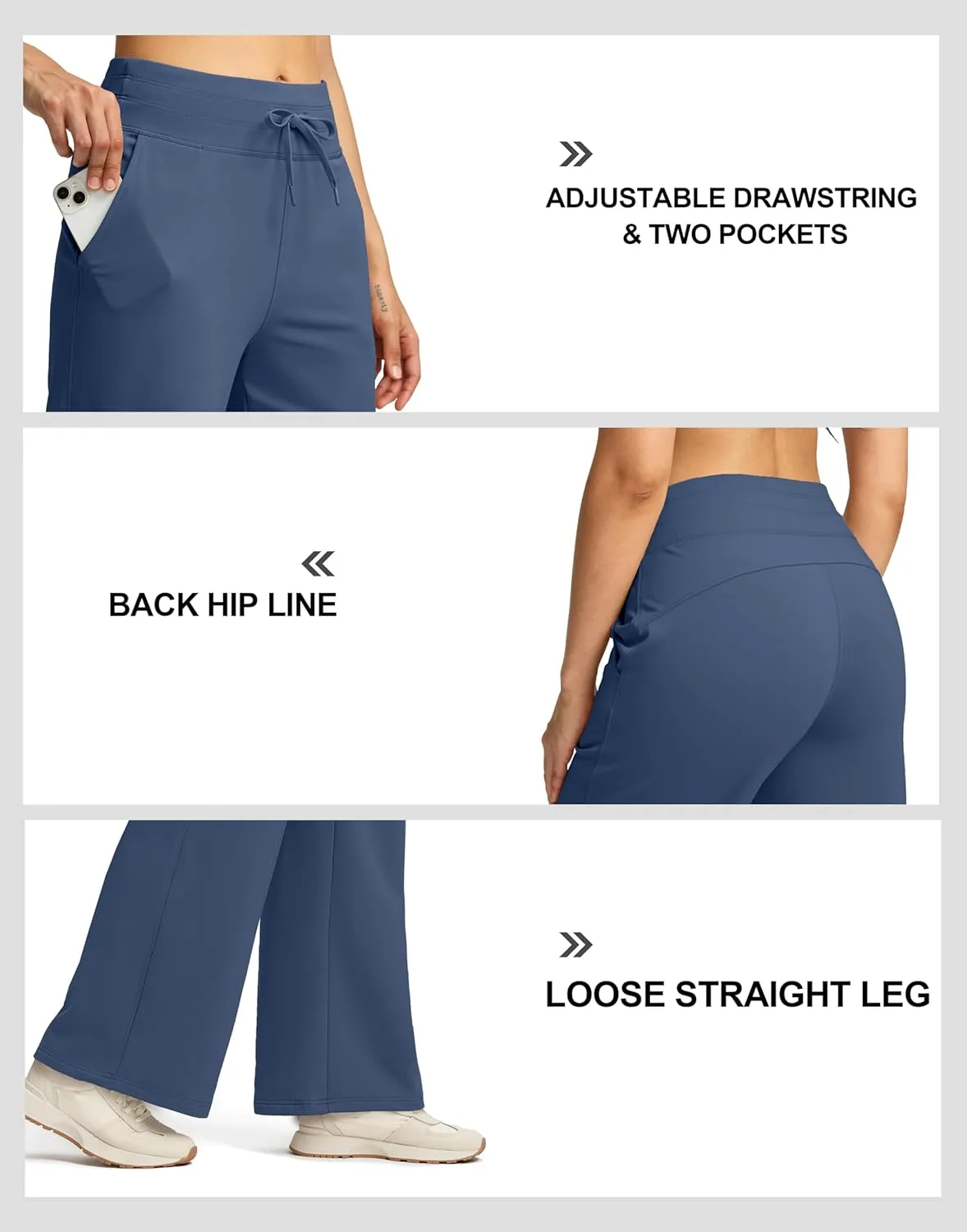 SANTINY Women's Fleece Sweatpants 29" Straight Leg Lined Pants Casual Lounge Winter Warm Sweat Pants with Pockets