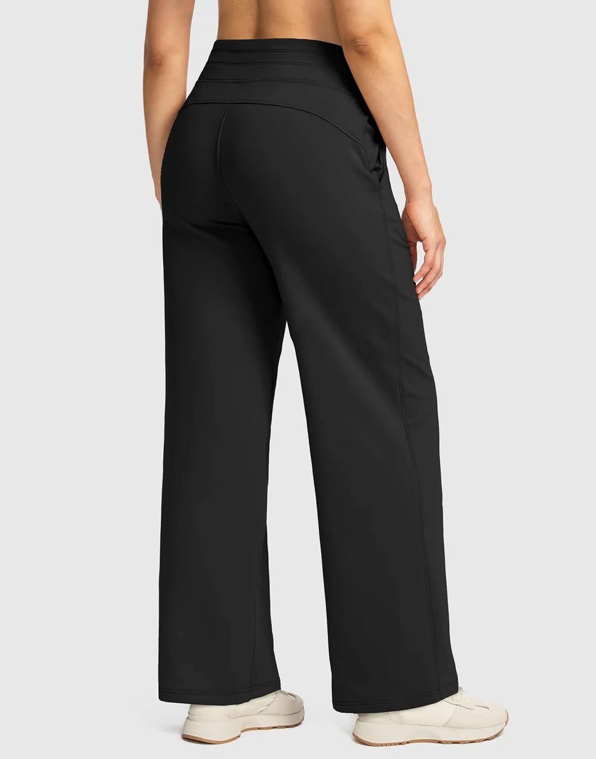 SANTINY Women's Fleece Sweatpants 29" Straight Leg Lined Pants Casual Lounge Winter Warm Sweat Pants with Pockets