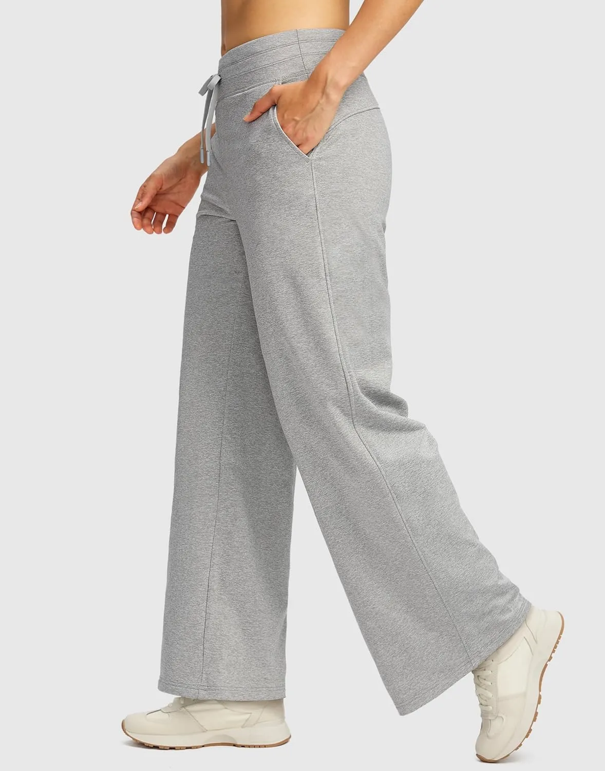SANTINY Women's Fleece Sweatpants 29" Straight Leg Lined Pants Casual Lounge Winter Warm Sweat Pants with Pockets