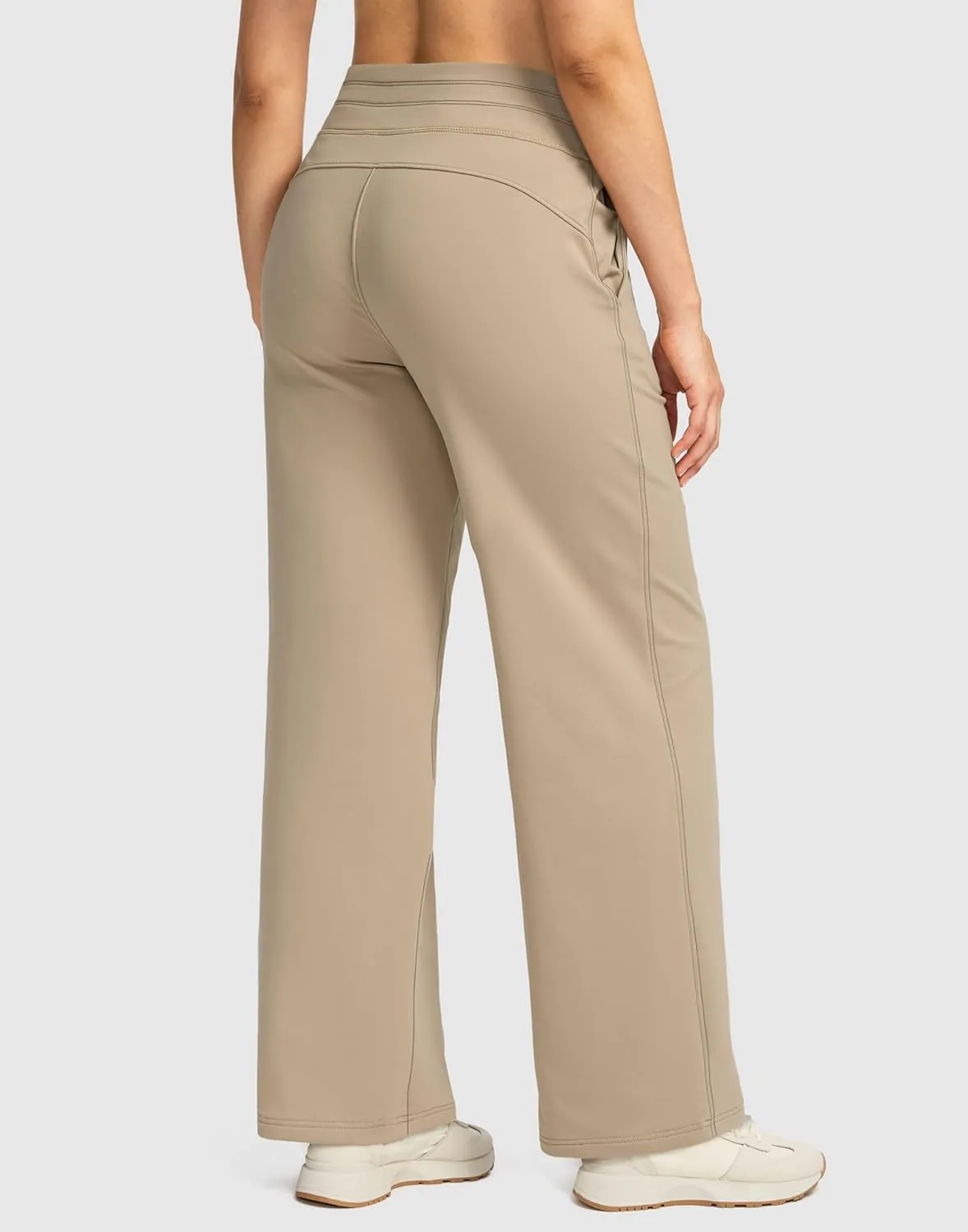 SANTINY Women's Fleece Sweatpants 29" Straight Leg Lined Pants Casual Lounge Winter Warm Sweat Pants with Pockets