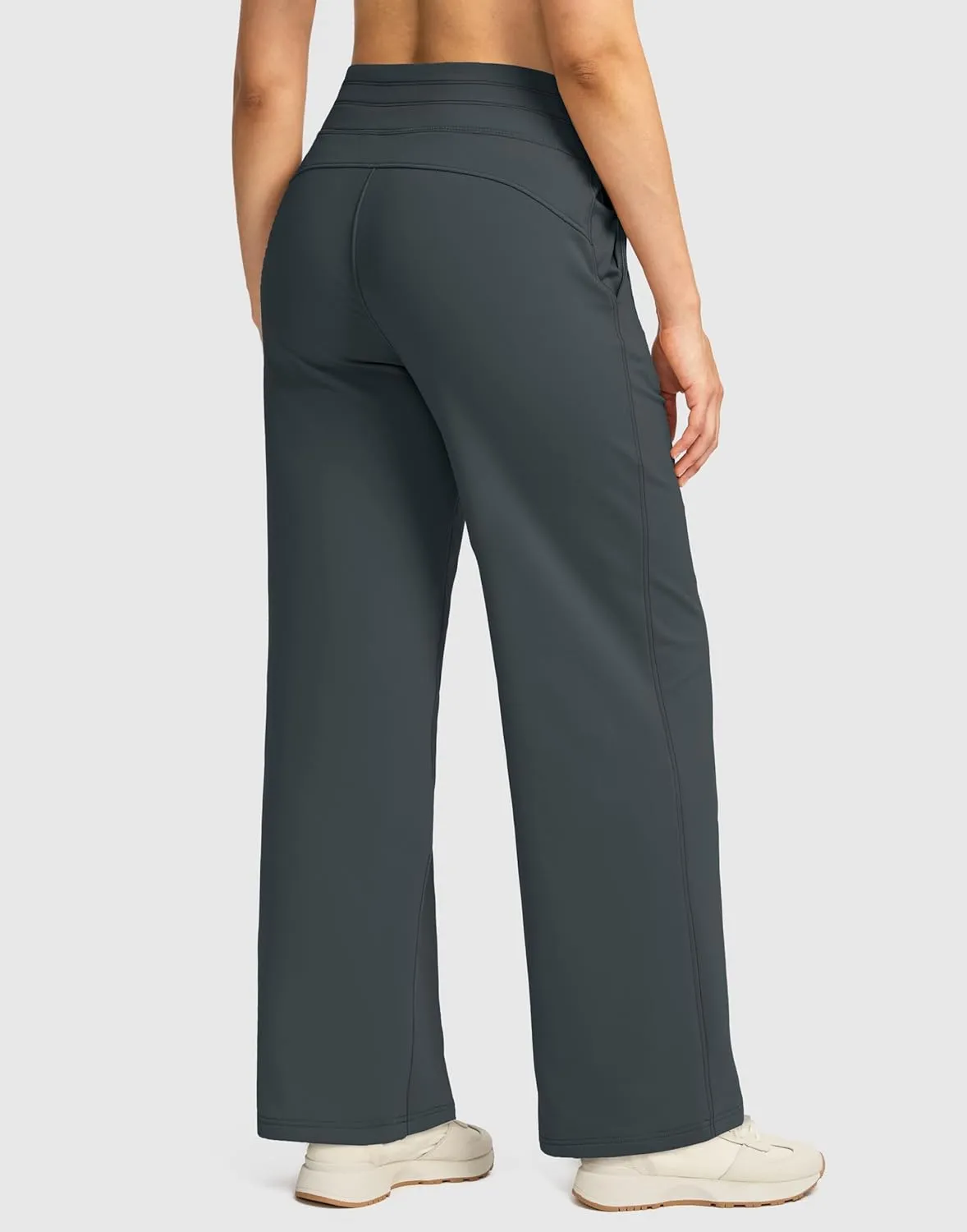 SANTINY Women's Fleece Sweatpants 29" Straight Leg Lined Pants Casual Lounge Winter Warm Sweat Pants with Pockets