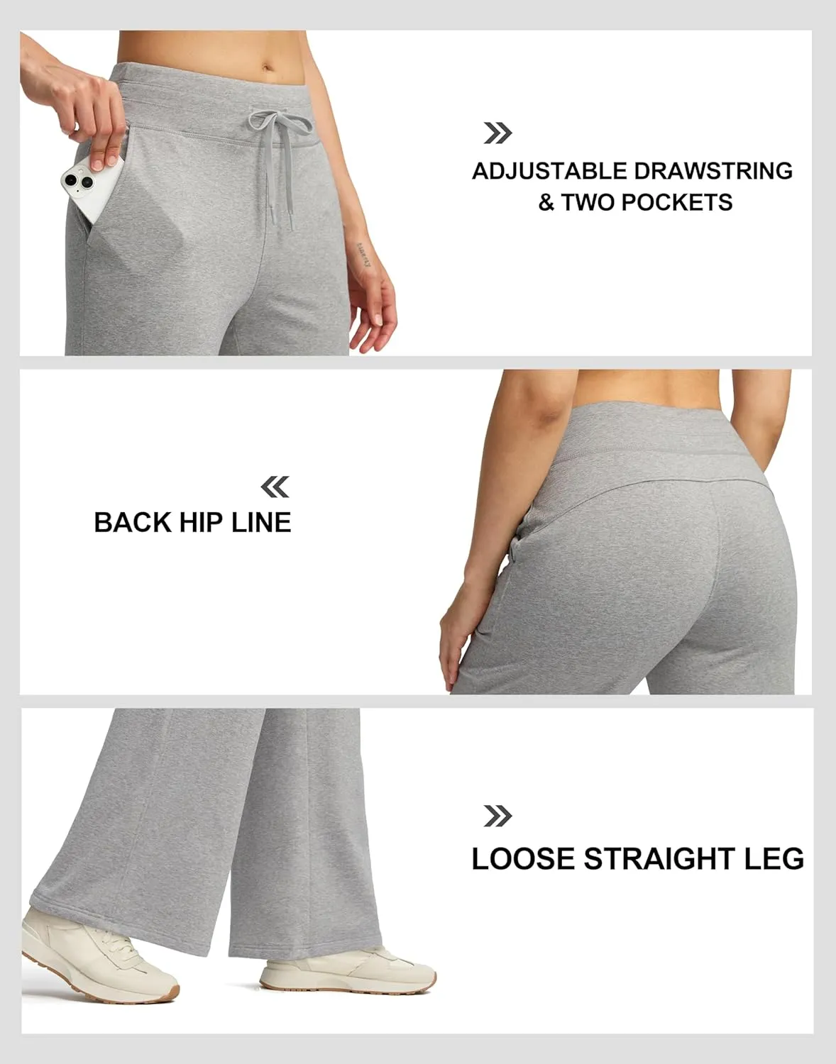 SANTINY Women's Fleece Sweatpants 29" Straight Leg Lined Pants Casual Lounge Winter Warm Sweat Pants with Pockets