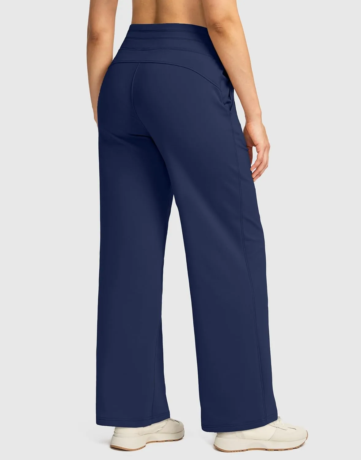 SANTINY Women's Fleece Sweatpants 29" Straight Leg Lined Pants Casual Lounge Winter Warm Sweat Pants with Pockets