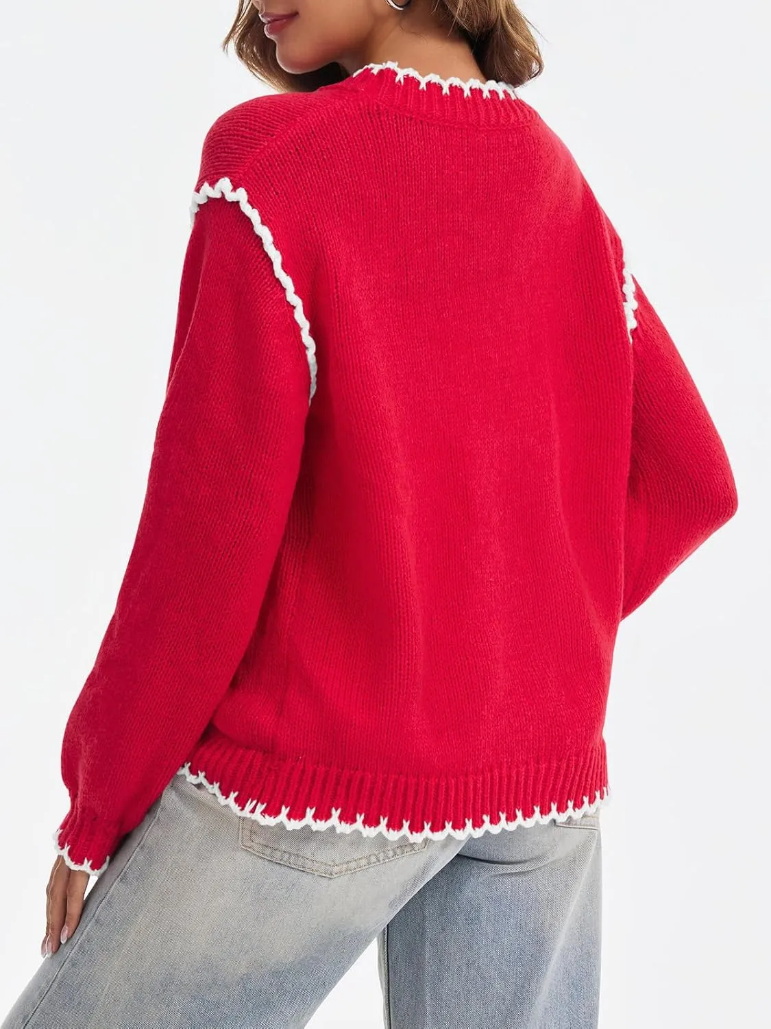 Saodimallsu Womens V Neck Cardigan Sweaters Button Down Long Sleeve Loose Knit Open Front Coats