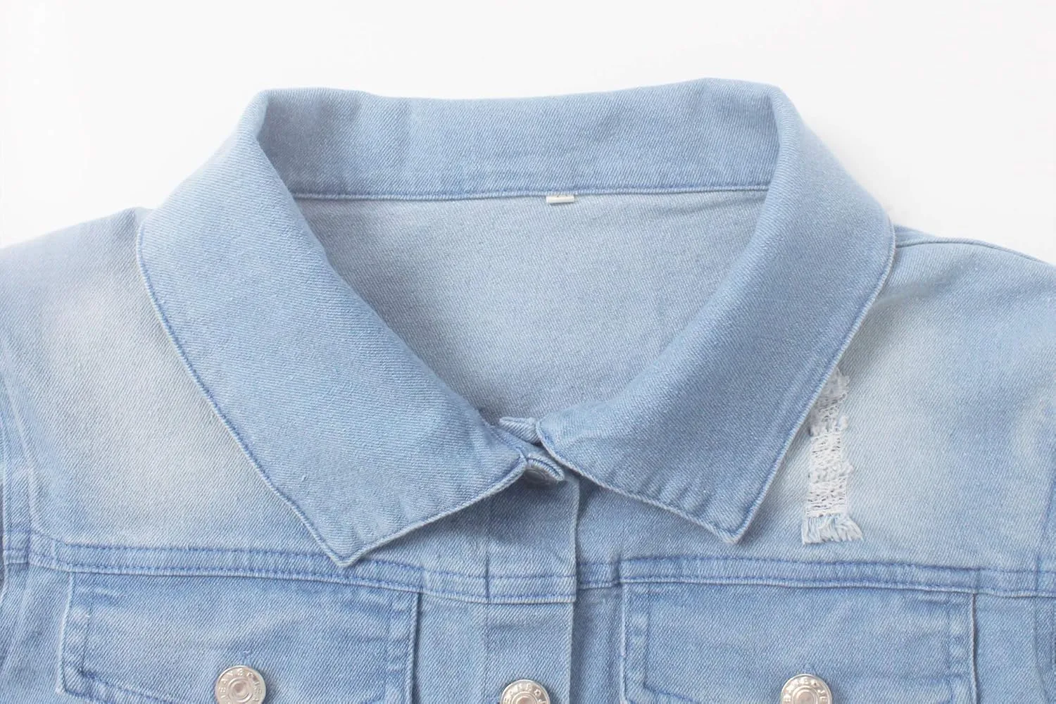 SeNight Women's Jean Jacket Long Sleeve Classic Distressed Fray Hem Tassels Denim Trucker Jackets